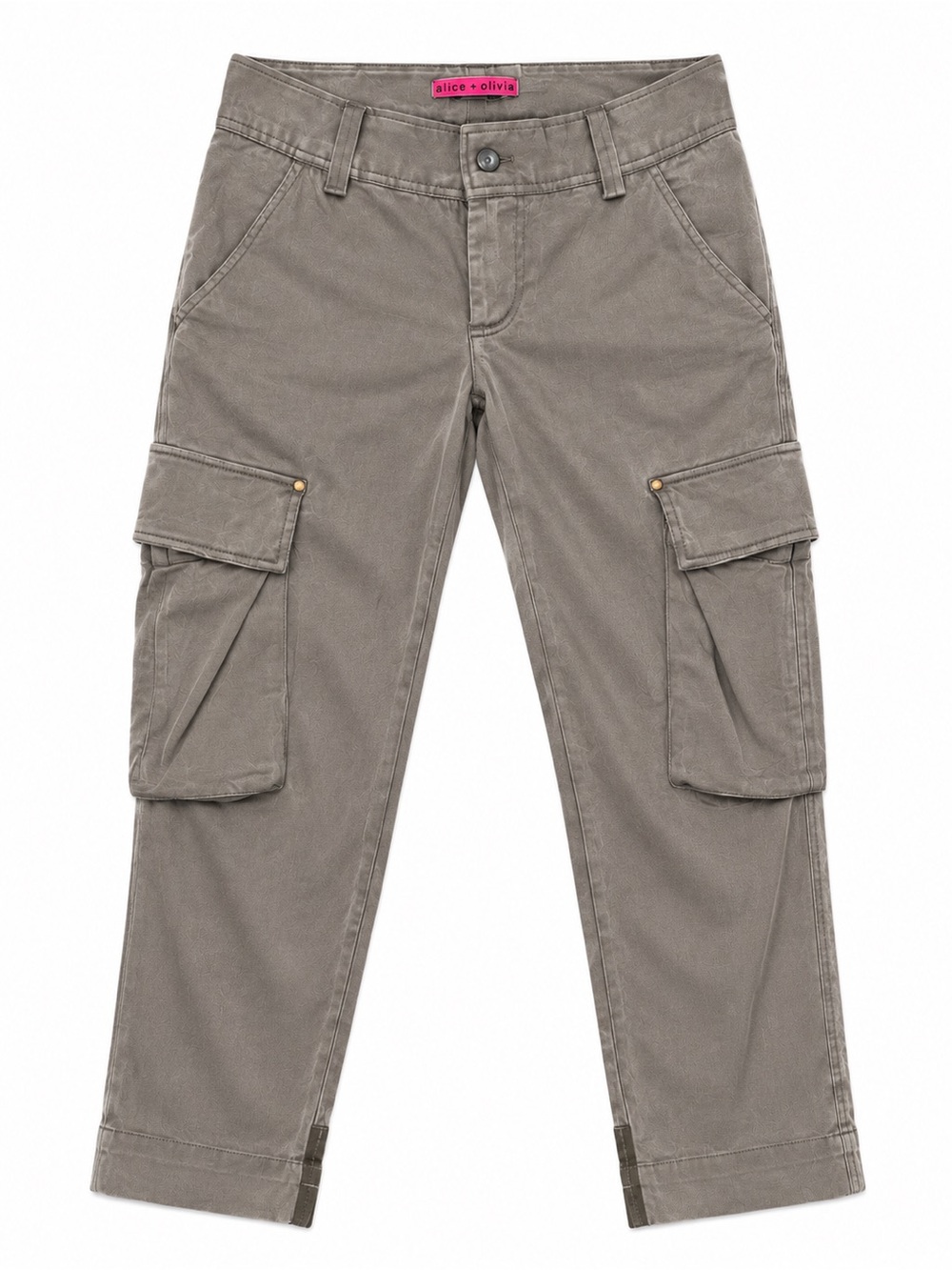 Alice + Olivia Taupe Silky Cargo Ankle Pants